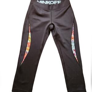 REBECCA MINKOFF BLACK FLORAL ACCENT SOFT LEGGINGS SIZE MED